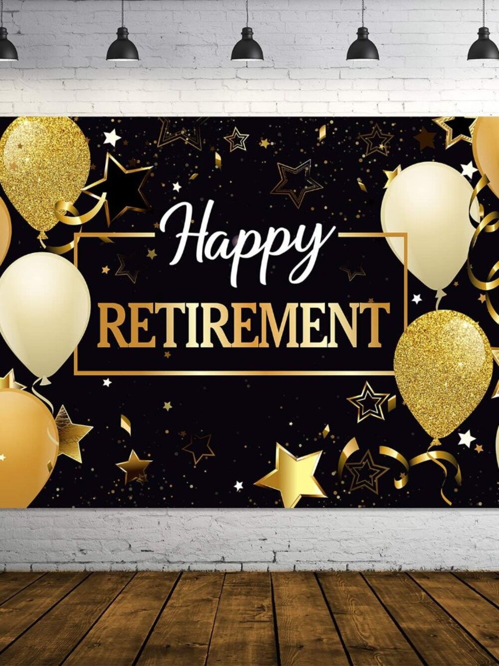 Retirement Party Decorations, 70.8 x 43.3 Inch, Black Gold